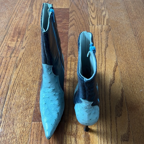 Marco Collucci Genuine Baby Blue Ostrich Skin Size 5.5 Western Cowboy Boot Heels - Picture 4 of 7